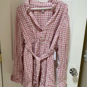Pink flannel maternity top, Sonoma, XL